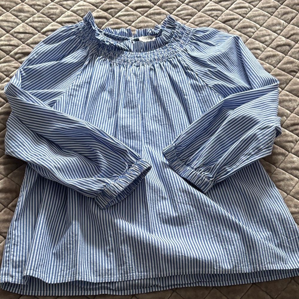 J. Crew Blue and White Striped Blouse